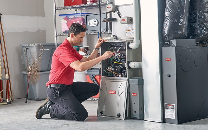 Man working on the heating system